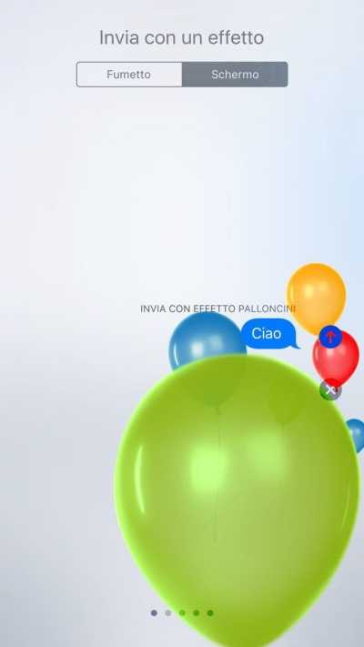 iOS10 e iPhone - Come inviare i messaggi con gli effetti speciali schermo palloncini